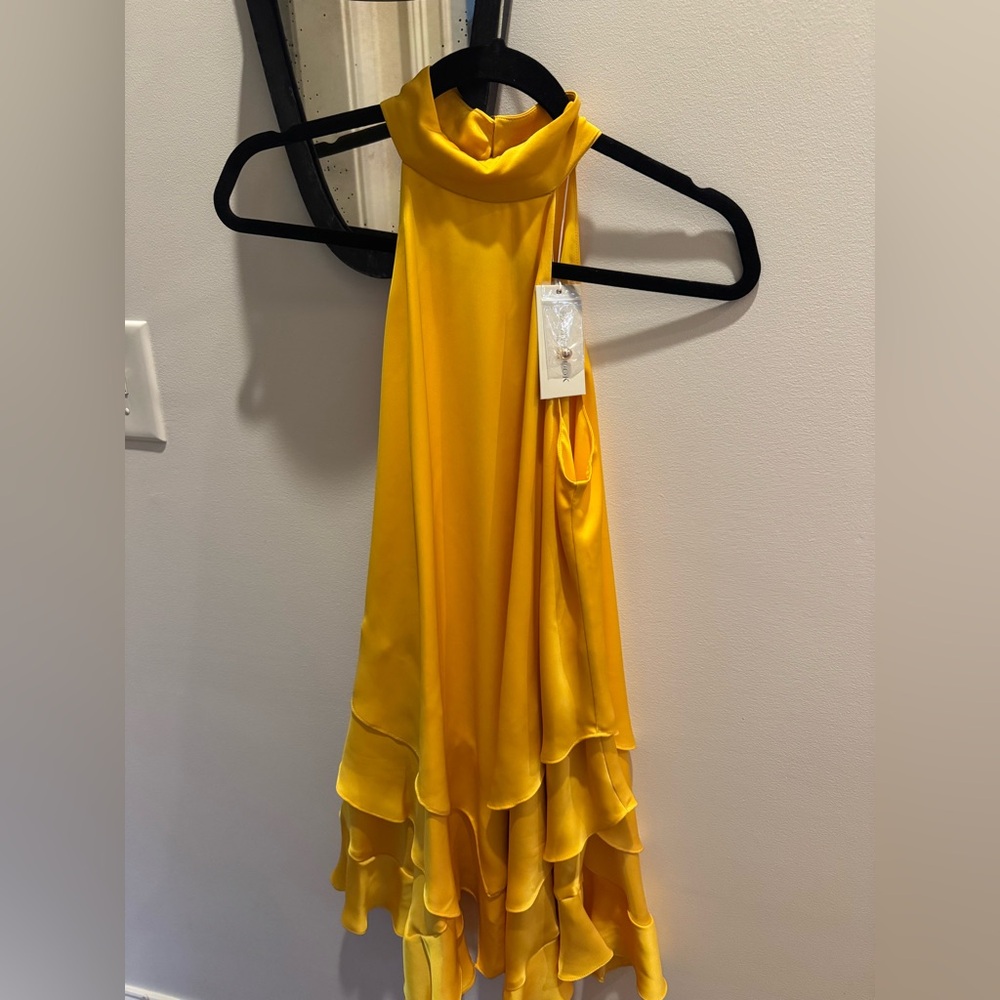 NWT Ramy Brook Shaina Tiered Mini Dress, Yellow Sz XS
